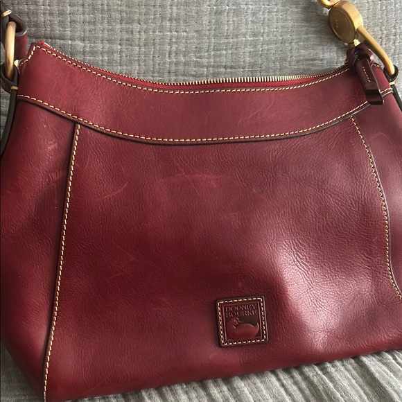 Dooney & Bourke Burgundy Leather Shoulder Bag - Picture 3 of 9